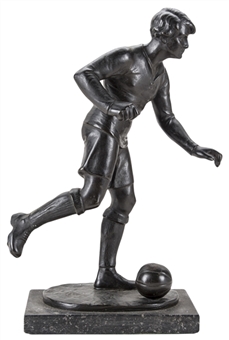 1924 Olympic Games Bronze Soccer Sculpture by “Fuch” Presented to Andres Mazzali